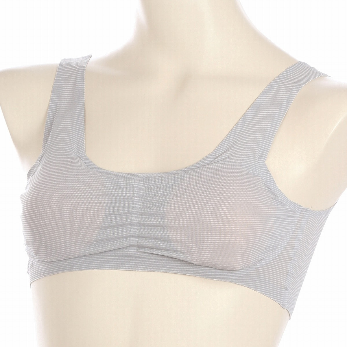 Hijuni ノンワイヤーブラ 【透けにくい】ボーダー柄ハーフトップ