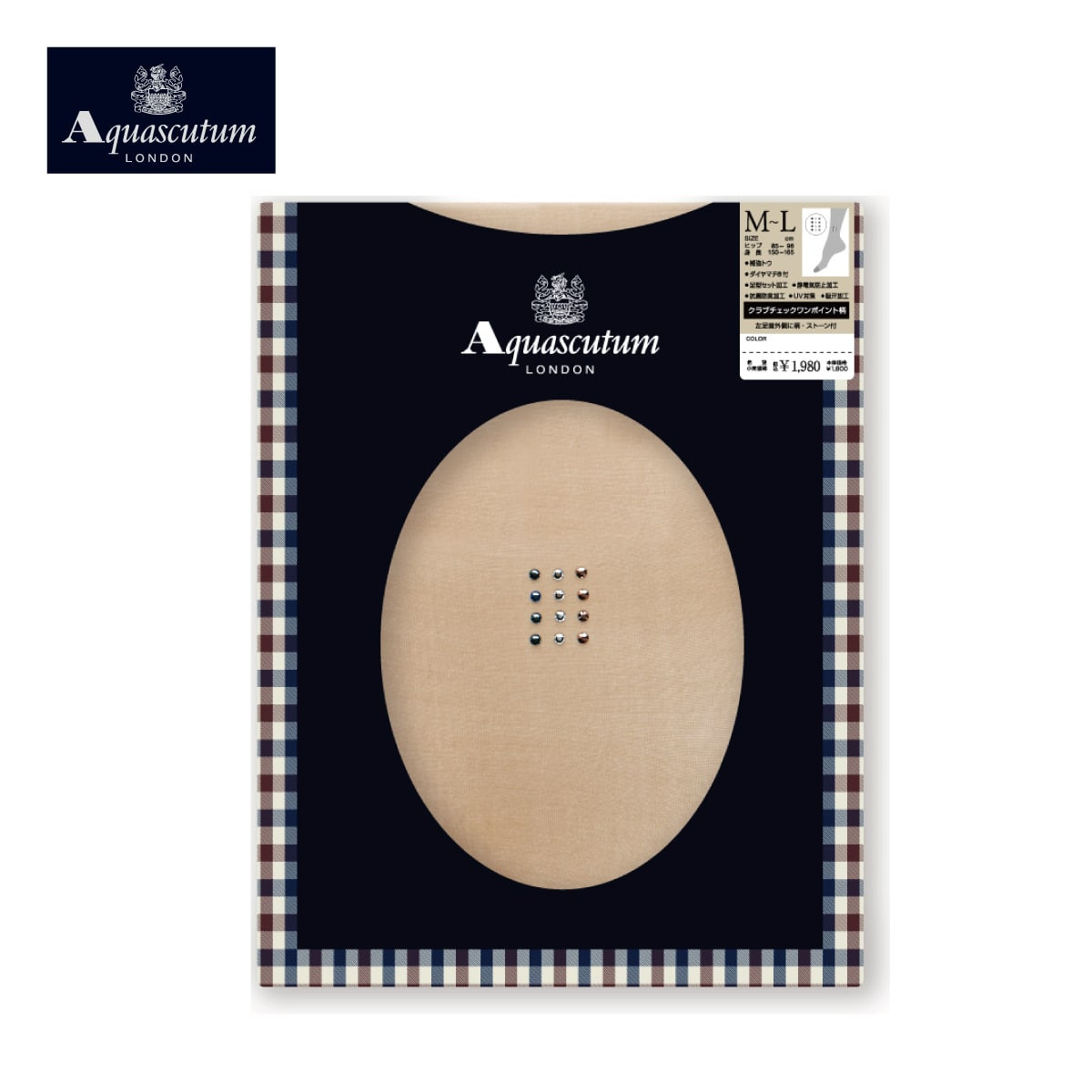 Aquascutum 柄ストッキング クラブチェック ワンポイント柄