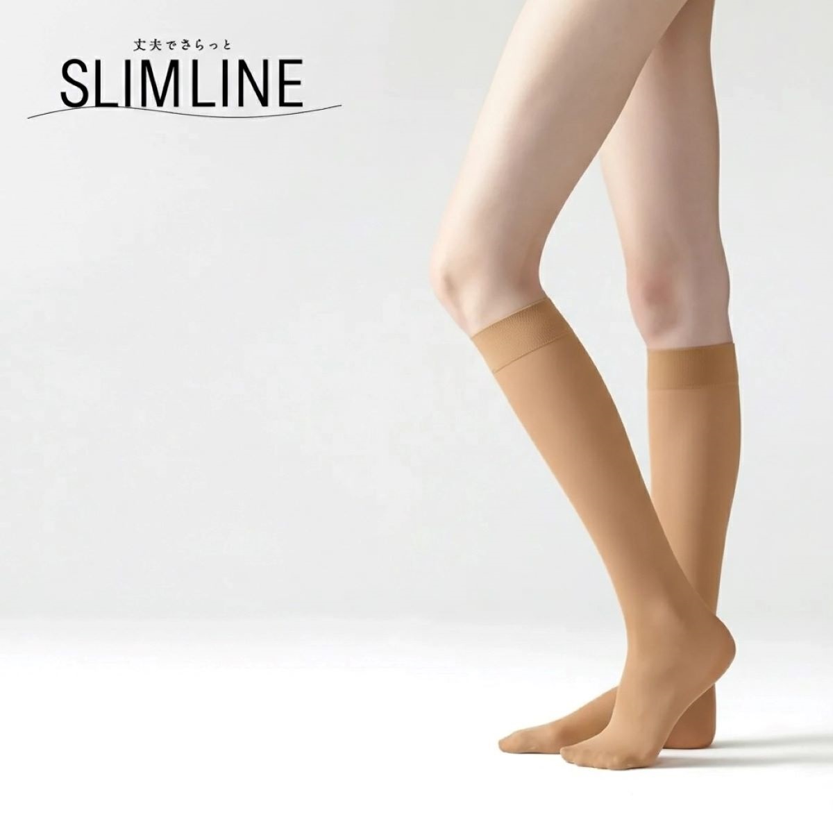 SLIM LINE ショート丈ストッキング 厚手 ひざ下丈 クチゴムゆったり