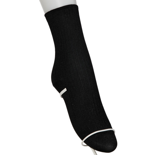 Aquascutum クルーソックス・レギュラーソックス 6×2リブ柄ラメ