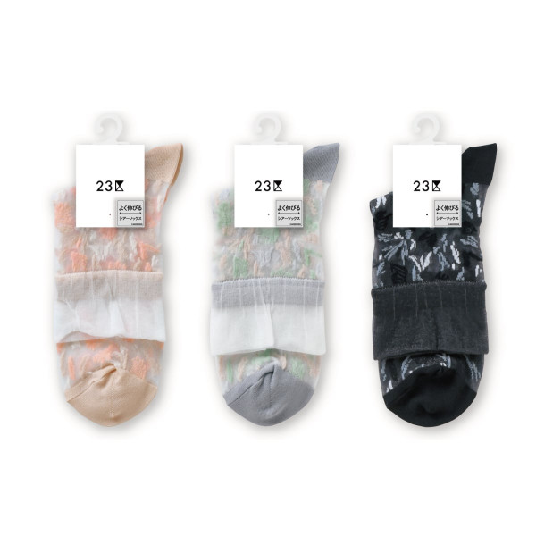 23区 クルーソックス・レギュラーソックス シアーボタニカル柄