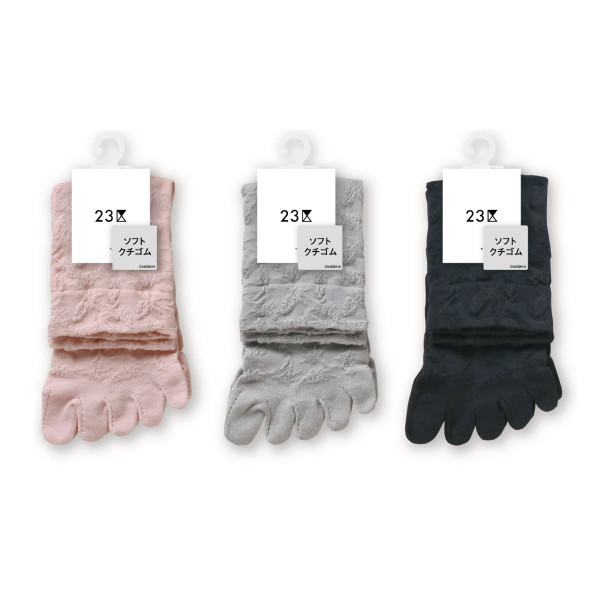 23区 クルーソックス・レギュラーソックス 5本指 フロートガーデン柄