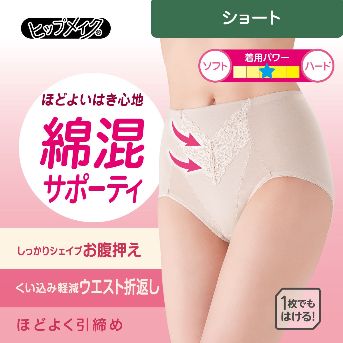 ヒップメイク ガードル・補正ショーツ 綿混サポーティガードル
