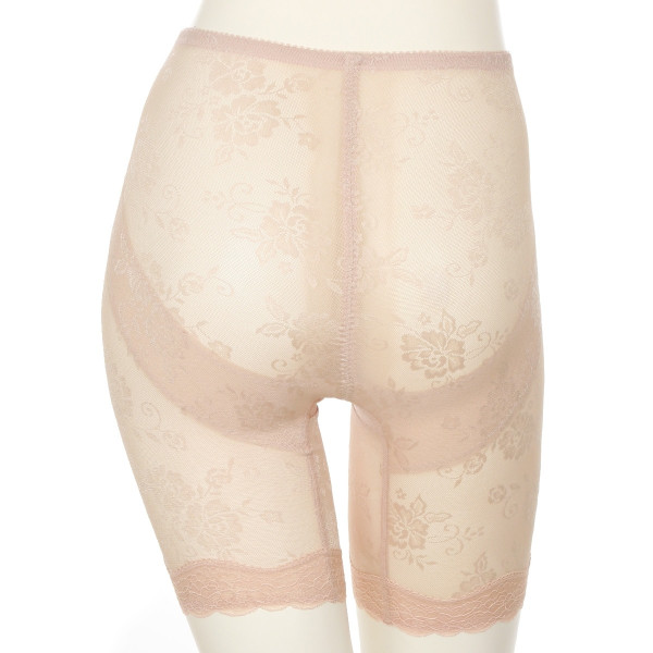 ヒップメイク ガードル・補正ショーツ 花柄メッシュガードル ロング丈