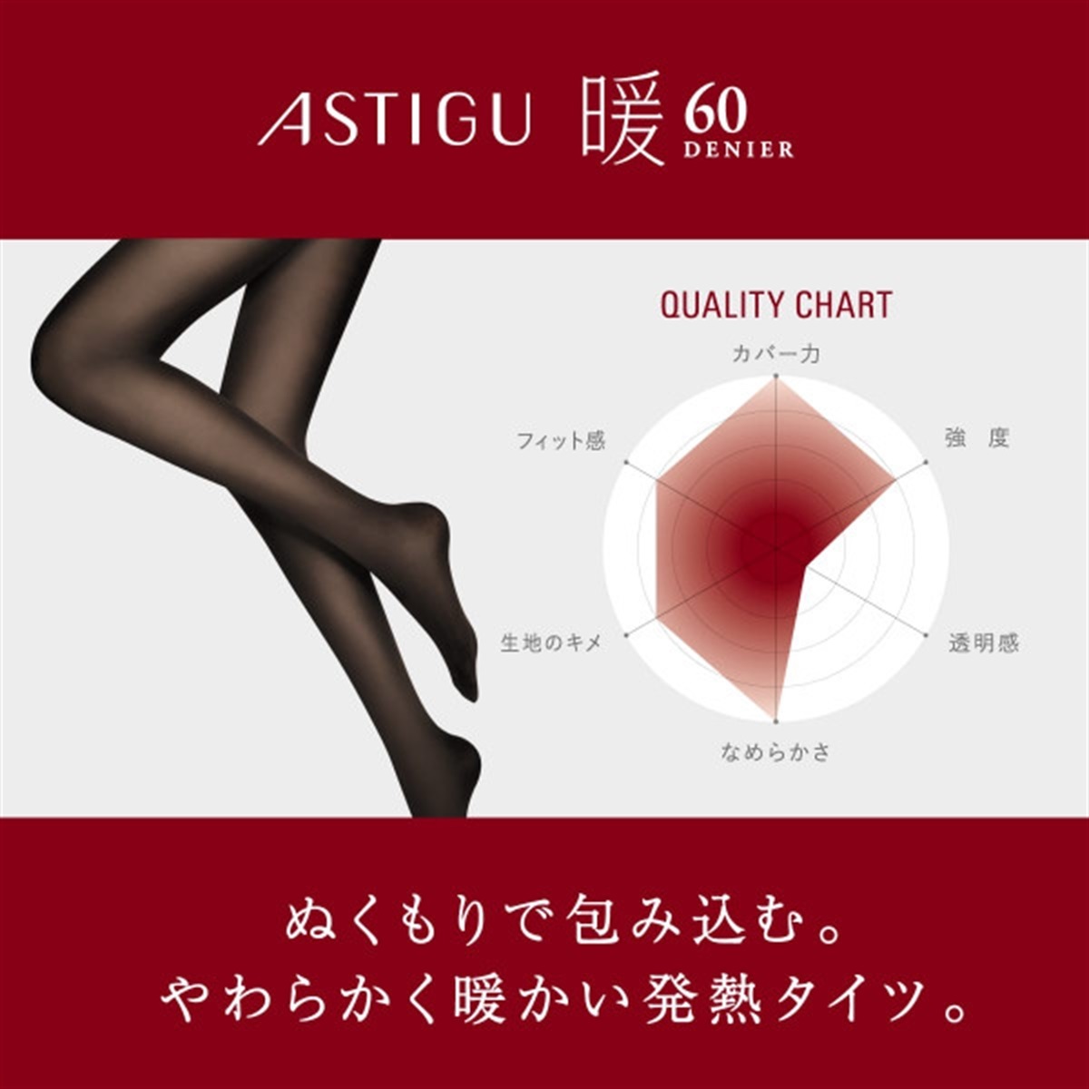 ASTIGU 無地タイツ 【暖】心地よいぬくもり 60デニールタイツ | Atsugi