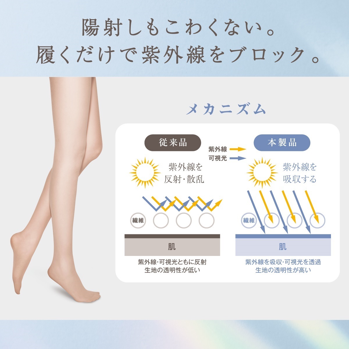 ASTIGU 無地ストッキング アスティーグ 【UV】紫外線カット