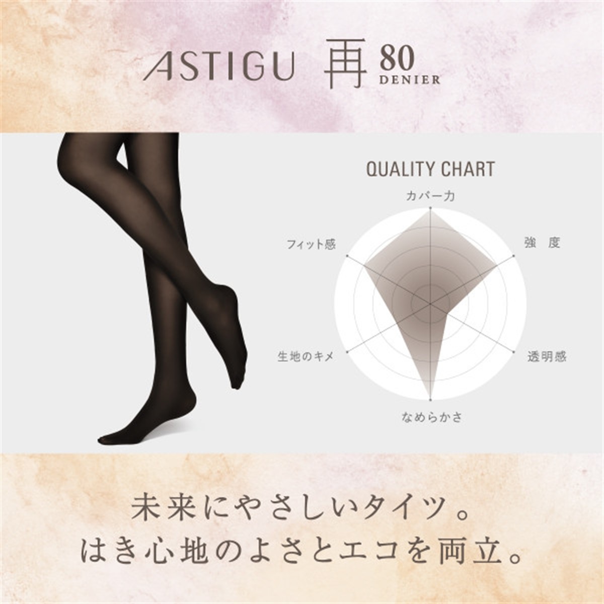 ASTIGU 無地タイツ ASTIGU ［再］未来にやさしい 80デニールタイツ