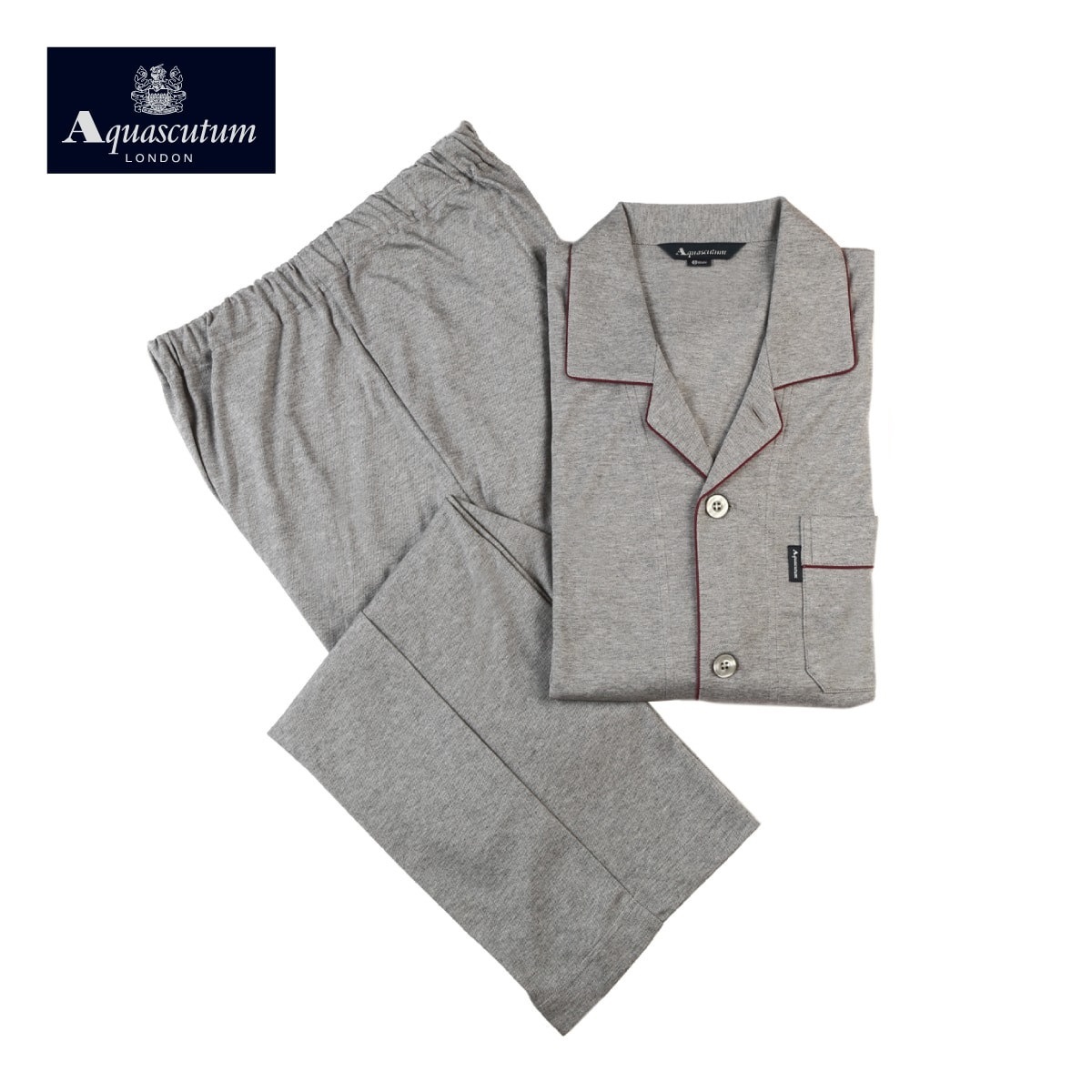 Aquascutum パジャマ テーラーパジャマ リキットコットンスム－ス無地