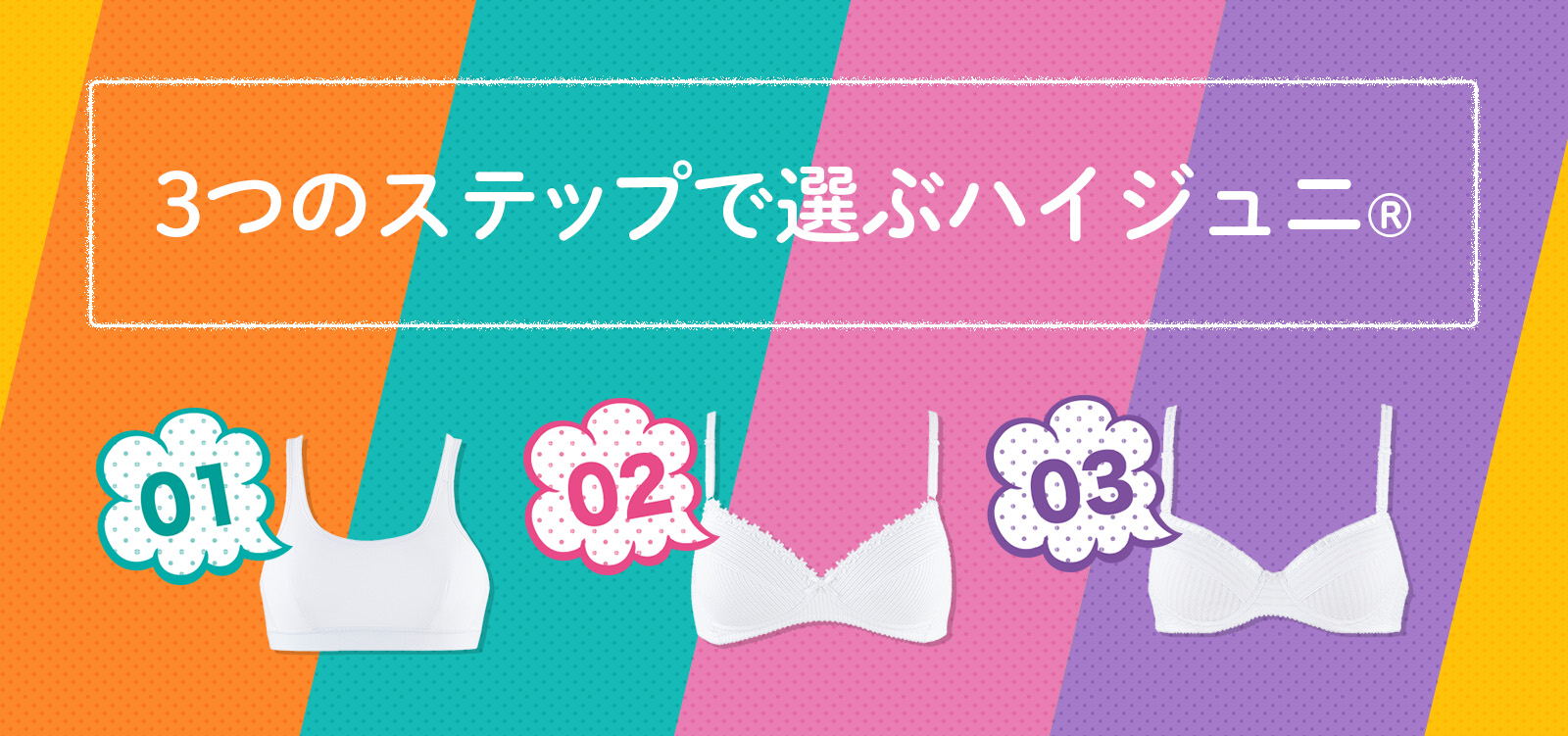 3つの成長ステップで選べるハイジュニ