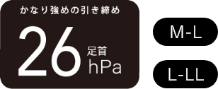 かなり強めの引き締め 足首26hPa,M-L,L-LL