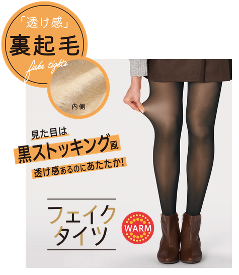 「透け感」裏起毛 見た目は黒ストッキング風 透け感あるのにあたたか！