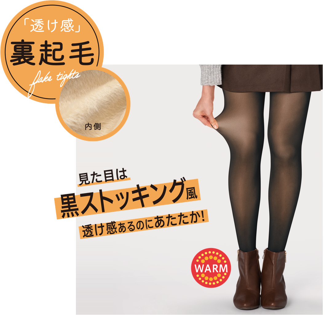 「透け感」裏起毛 見た目は黒ストッキング風 透け感あるのにあたたか!