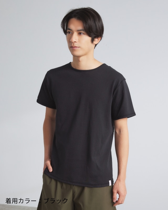 どう着ても前向きな丸首Tシャツ 着用カラー：ブラック