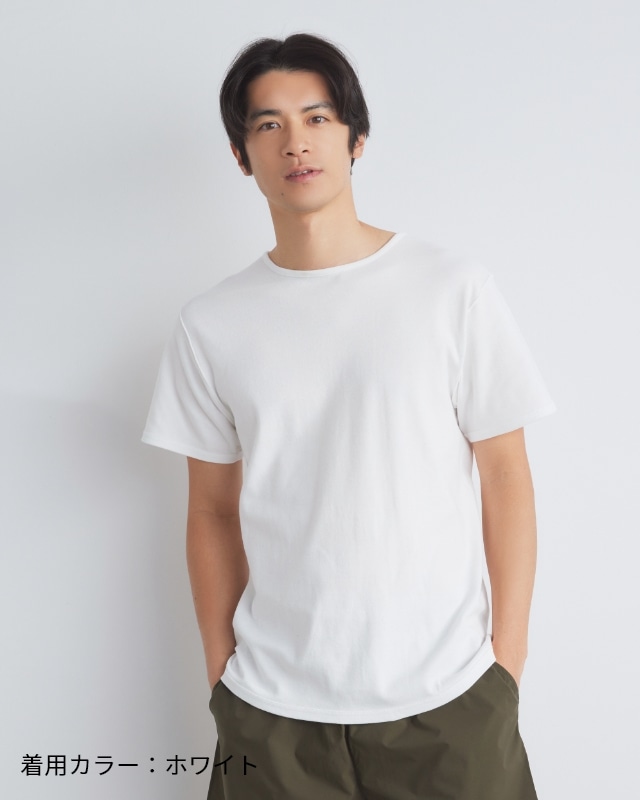 どう着ても前向きな丸首Tシャツ 着用カラー：ホワイト