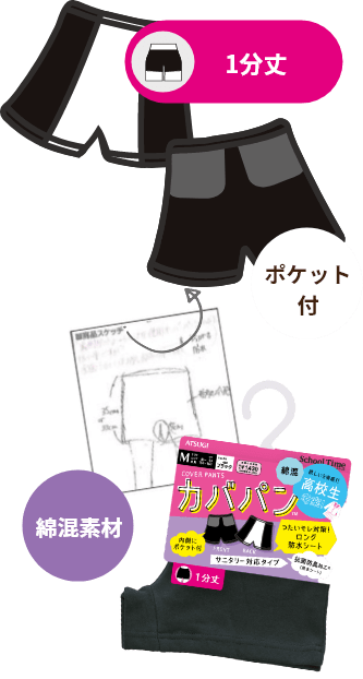 1分丈 / 綿混素材 / ポケット付 