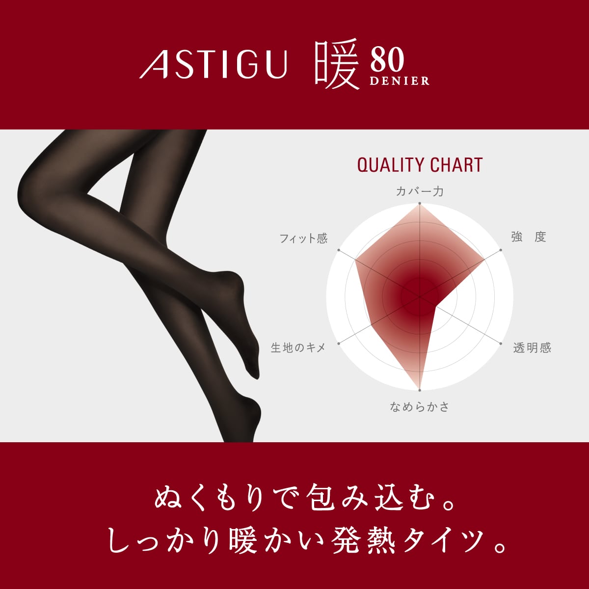 ASTIGU 【暖】心地よいぬくもり 80デニールタイツ