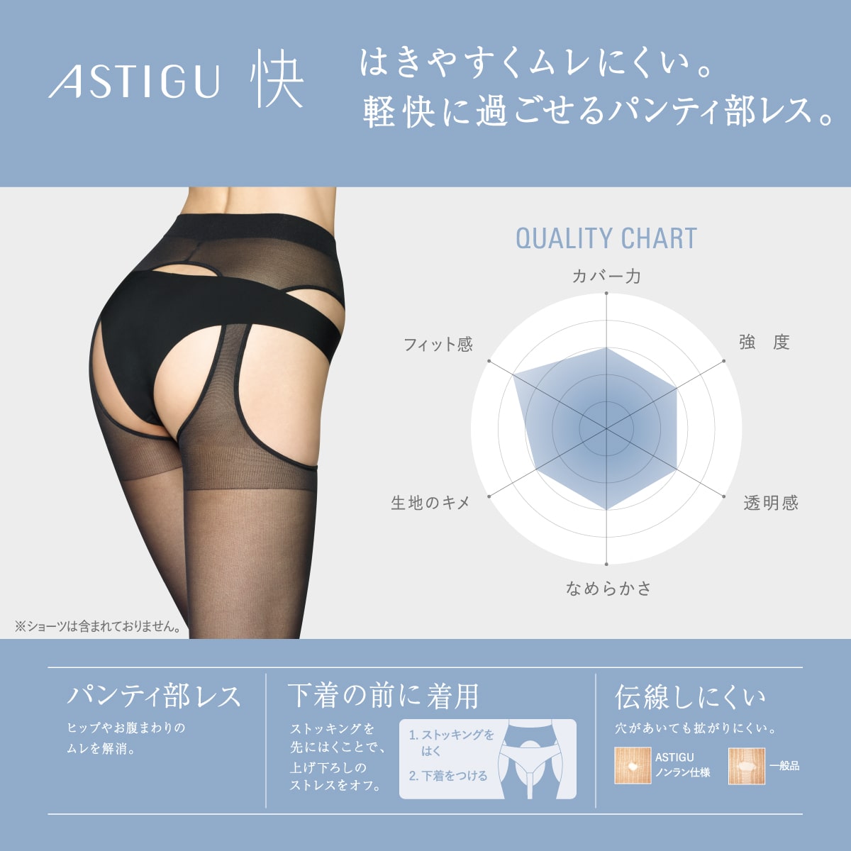 公式) ASTIGU アスティーグ 【快】ムレにくい(パンティ部レス)ストッキング| ATSUGI（アツギ）公式直販