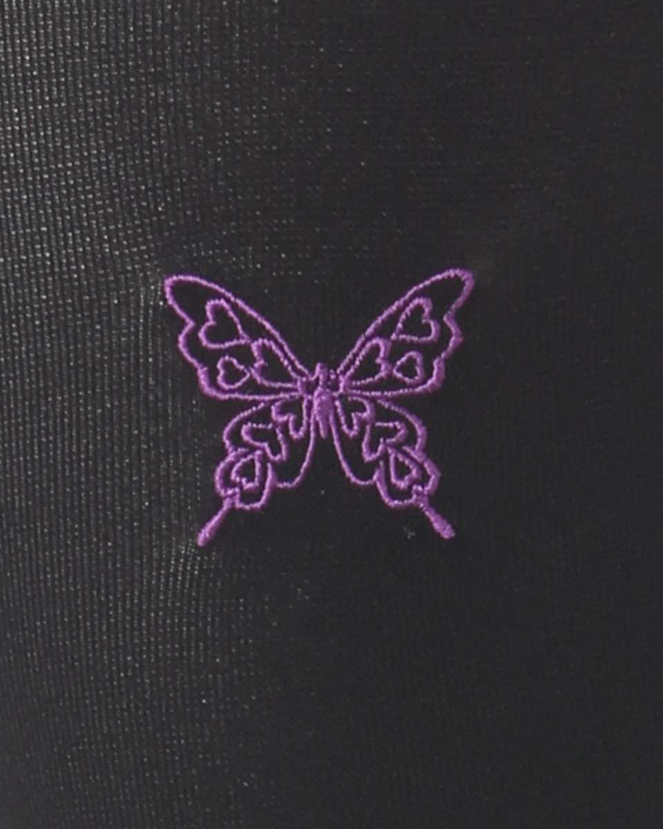 バタフライ刺繍 ナイロンハイソックス