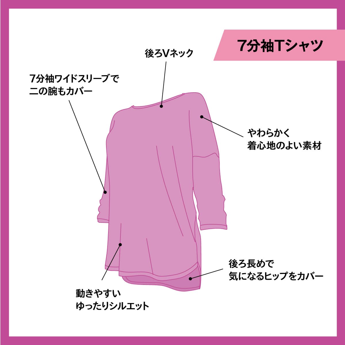 【YOGA】Tシャツ 7分袖