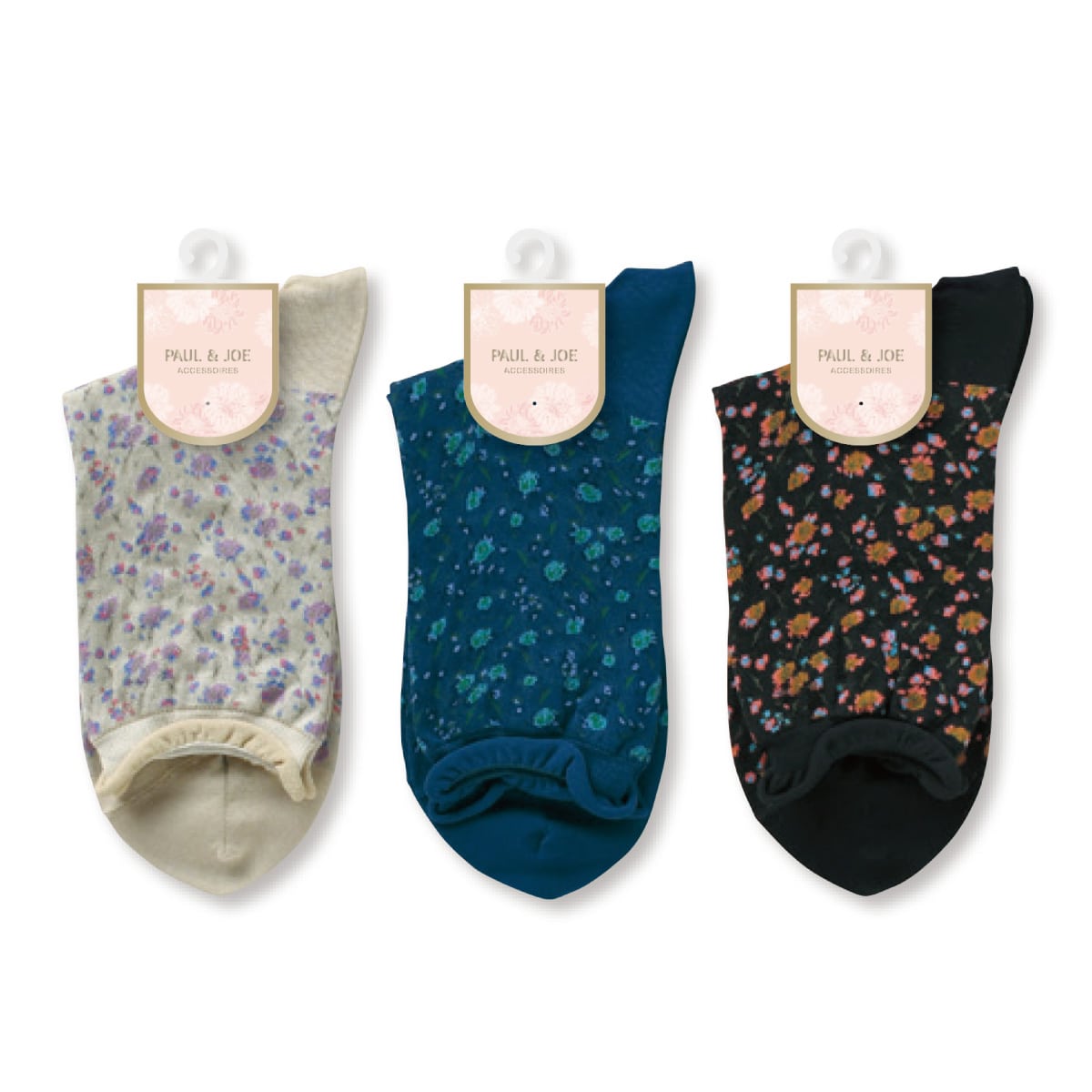 公式 Paul Joe Accessoires ポールアンドジョーアクセソワ フルール インプレッショニスト柄 ロークルー丈ソックス Atsugi アツギ 公式直販