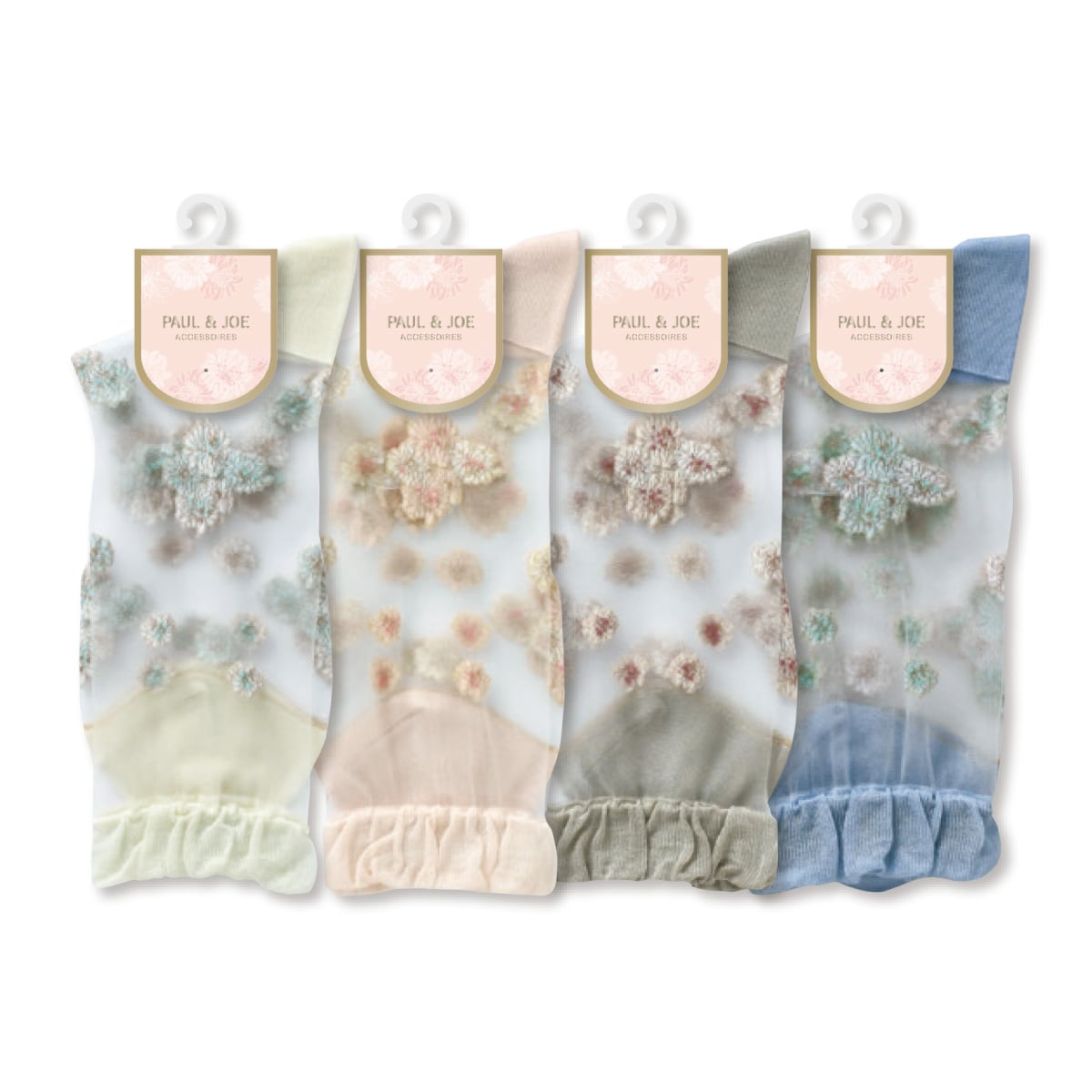 公式 Paul Joe Accessoires ポールアンドジョーアクセソワ クリザンテーム柄 シアーソックス Atsugi アツギ 公式直販
